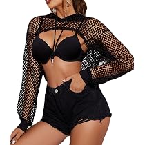Haut Transparent En Maille Pour Femme - Manches Longues, Avec Short En Dentelle, Blanc, Taille S, Pour Layering