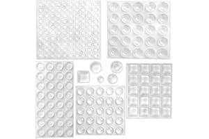 CKANDAY Lot de 202 coussinets adhésifs transparents ronds et carrés en caoutchouc transparent pour portes d'armoire, tiroirs, dessus en verre, cadres photo