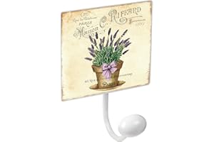POMOLINE PERCHA pared metal diseño Retro Vintage decoración Jardín RAMO LAVANDA con 1 GANCHO porcelana