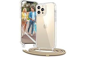Vaykwo Handykette für Apple iPhone 12 Hülle mit Band und iPhone 12 Pro Hülle mit Band - Necklace Handyhülle - Transparente Case zum Umhängen mit Kameraschutz und Bildschirmschutz - Golden