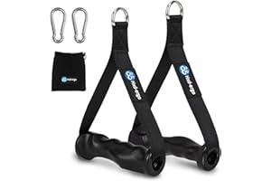 HXD-ERGO Ergonomic Gym Handles, Heavy Duty Exercise Handles for Cable Crossover Machine Tricep Exercise LAT Pull Down and Resistance Bands, Anti-slip and Anti-sweat Comfortable Grip