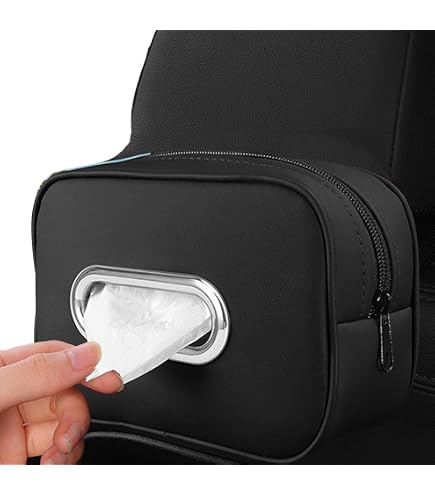 Porte-mouchoirs Pour Voiture | Accroche à L'appui-tête Ou Accoudoir | Cuir PU, Fermeture éclair | Gain De Place, Facile à Nettoyer