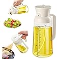 YARRAMATE 18oz/550ml Olive Oil Sprayer Mister with Measuring Scale, 2-in-1 Glass Bottle Dispenser for Cooking, Pour and Spray, Kitchen Use for Air Fryer, BBQ (Creamy White)