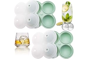 HIQIKU 2er-Pack Eiswürfelform Silikon, Kann runde Eiswürfel mit einem Durchmesser von 6 cm produzieren, Wiederverwendbar & BPA-Frei, Geeignet für Bier, Whisky, Cocktails, Kaffee, Getränke (Grün)