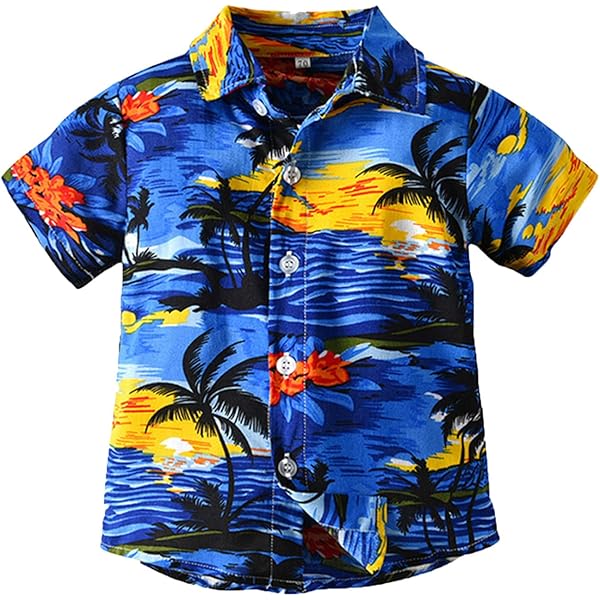 Hawaii Shirt Kinder - Kurzarm Button-Down Sommer Shirt Für Jungen