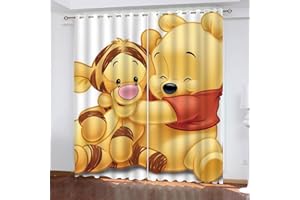 SMNVCKJ Pooh - Tenda oscurante in tessuto impermeabile, per cameretta dei bambini, stampa digitale 3D, 100% poliestere (2,100 x 140 cm)