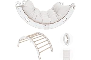 MAMOI® Palestra Bambini Arrampicata con Tappetino, cuscino per altalena, triangolo di arrampicata, arco di legno per bambini, parco giochi, di arrampicata per interni a partire