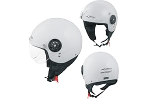 A-PRO Scooter Casque Moto Ville Jet Demi Anti Scratch Avio Visiere Blanc M