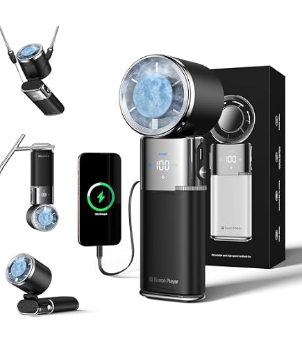 Joytential Ventilateur à Main, Ventilateur Portable Turbo Réglable en Vitesse 1 à 100, USB Rechargeable, Mode Réfrigérant, Petit Ventilateurs pour Extérieur, Voyage (Gris Foncé