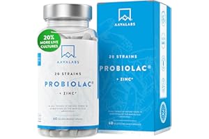 Probiotique Flore Intestinale 50 Milliards UFC 20 Souches de Bactéries dont Lactobacillus Gasseri et Bifidobacterium Probiotic - Ferments Lactiques Probiotiques avec Zinc et Inuline - 60 Gélules