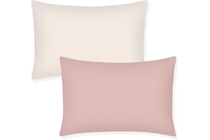 Winmany Toddler Cotton Muslin Pillowcases Baby Girl Boy Pillow Case Travel Cushion Pillow Covers with Envelope Design Cot Bed Accessories Fit for 13"x18" 14" x 19" 12"x16" Pillow (Sand Red+Beige)