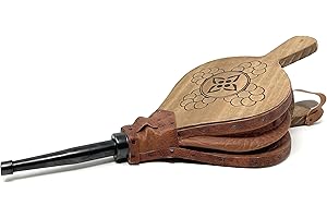 MGE - Blasebalg für Kamin und Grill - Grill Blasebalg für Kamin und Grill, Handblasebalg Luftbläser für Kamin, Grill, Outdoor Camping, Holzofe Grillgebläse - Natürliches Holz - 43 cm