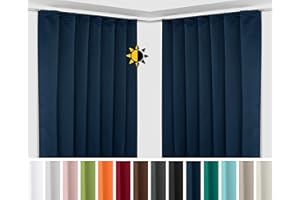 BEAUTEX 2er Set Kräuselband Verdunkelungsvorhang mit U-Band, Gardinen abdunkelnd und Blickdicht (Breite: 140 cm, Höhe: 245 cm, Farbe: Navyblau)