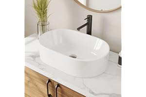 DEER VALLEY DeerValley Ceramic Cloakroom Basin Hand Wash Sink, White Gloss Countertop Basin for Bathroom Lavatory Vanity Cabinet - 56 x 36 x 15cm