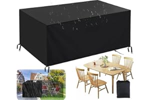 HRSMTY Copertura per Mobili da Giardino Rettangolare, 420D Oxford Coperture per Tavoli da Giardino Esterno, Copritavolo Tavolo Impermeabile Anti-UV, per Cortile Tavoli Sedie