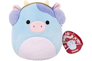 Squishmallows Original 7.5-Inch Clayton the Blue Cow with Earmuffs Holiday Plush | Collectable Cute Plush Toy, Cuddly Toys for Children, Soft Toys, Cute Teddies