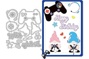 GLOBLELAND Gnome Birthday Cutting Dies Metal Game Console Die Cuts Stencils for Paper Card Making Decoration DIY Scrapbooking Album Craft Decor