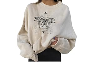 HZMM Long Sleeve Tunic Sweatshirt Printed Long Neck Casual Sweatshirts Round Womens Sleeve Loose Top Women's Hoodies & Sweatshirts Casual Jumper Tops fit Teenage Girl Ladies