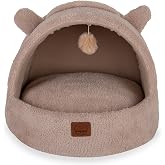 Jungolica Tom Cat Bed Beige 40x50 cm, Top Closed Design, Removable Double Sided Cushion, Ultra Soft Plush, Breathe