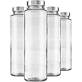 Vency 750ml Glass Water Bottle with Leak-Proof Airtight Stainless Steel Lid for Water, Smoothie, Juices (Set Of 4)