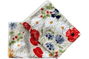 ‎JOWOLLINA JOWOLLINA 2er-Set: Gourmet Geschirrtücher Küchenhandtücher Handtücher Tücher 44x68 cm Halbleinen Stonewashed Bedruckt (Wiesenblume rot)