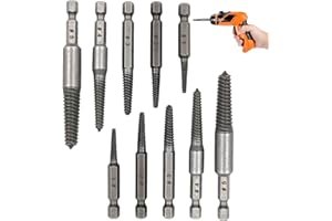 CLOUDLINK Screw Extractor Set 10 PCS Bolt Extractor Set 1/4" Hex Shank Screw Extractor Dual Head Design Bolt Extractor Easy Out Bolt Removal Tool for Removing Broken Bolts Studs