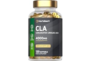 HORBÄACH CLA Capsules 4000mg | 120 Softgels | High Strength Supplement | Conjugated Linoleic Acid Oil from Safflower | Suitable for Men & Women | by Horbaach
