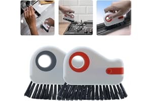 PGTC Spazzola 2 in 1 per la pulizia delle scanalature,Strumento per la pulizia delle guide delle finestre,Spazzola multiuso con spazzola rigida con raschietto nascosto,Set per la Pulizia