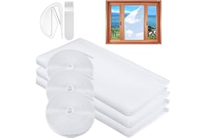 MOEGFY Mosquito Netting,3 Pack DIY Self-Adhesive Insect Mesh Curtain Fly Bug Bee Protector Screen 130x150CM with 3 Rolls Hook Sticky Tape,Fitted to Multiple Windows White