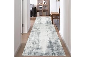 Famibay Hallway Runner 80x300CM Carpet Runners for Hallways Non Slip Long Hall Runner Grey Washable Runner Rugs Absrtact Modern Carpet Floor Runner for Hallway Entryway Bedroom Kitchen