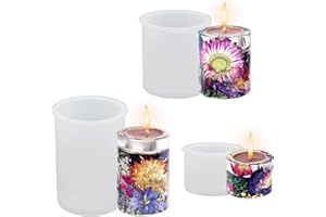 JETOHIX 3 Pieces Silicone Moulds for Resin, 3-Size Cylindrical Silicone Candle Moulds Set, 3D Candle Moulds for Candle Making for DIY Wax Candles Soap Crafts