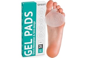 BRISON Metatarsal Pads Ball of Foot Cushions - Metatarsal Pads for Women and Men - Soft Gel Foot Pads Metatarsal Foot Forefoot Cushioning Foot Pain Relief - 2 Pairs