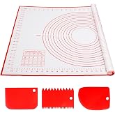 Alyvisun Silicone Dough Mat with 3 Scraper, 70 x 50 cm Silicone Baking Mat Reusable Non-Stick Mat Silicone Kitchen Accessorie