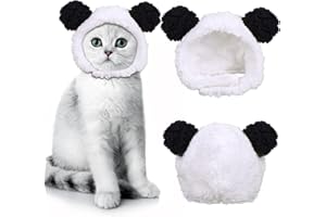 IHLOOTD Sombrero de Gato, Sombrero de Perro de Invierno Gorra Perro Pequeño para Gatos y Perros，Accesorio Disfraz (Negro Blanco)