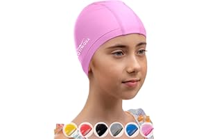 AqtivAqua Swimming Cap for Adults and Kids — Soft and Elastic Spandex with Protective Layer — Ideal for Use in Swimming Pools or Open Water