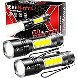 REHKITTZ Taschenlampe Multifunktional(Weißes,Rotes,Rot-weiß Blinkendes Begrenzungslicht),2000 Lumen Superhelligkeit LED (2 St