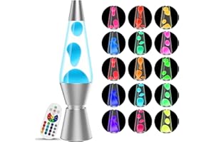 AONESY Lampe à lave LED Lampe à lave changeante liquide blanche et cire blanche Lampes rétro astro pour la décoration de la maison Belle lumière Cadeau pour fête des mères, fête des pères-37cm Blanc