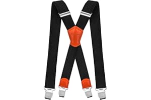 Decalen Hosenträger Herren 40 mm Breit – Elastisch, Verstellbar, X-Form mit Metall-Clips, Einheitsgröße für Männer & Damen, Schwarz/Rot/Braun/Blau