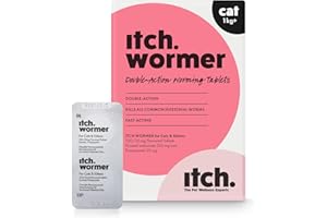 Itch - Worming Tablets for Cats 1kg+ - 2 Tablet - Treats Roundworms and Tapeworms - Kills Worm Larvae