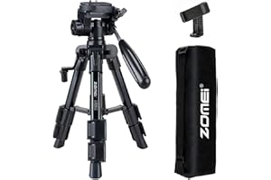 BONFOTO Treppiede Fotocamera, ZOMEI Q100 Mini Treppiede per Cellulare, Treppiede Leggero in Alluminio con Supporto per Telefono e Borsa da Transporto, 30.5–53 cm