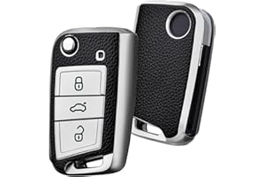 OATSBASF Car Key Case For VW, Key Case Compatible with VW Golf 7 MK7，Silicone Key Case, Key Box Cover for VW Polo, Skoda, Tiguan, 3 Buttons