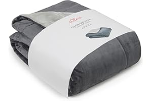 ‎S.OLIVER s.Oliver Doublesoft Kuscheldecke 150x200 - super kuschelig & warm, Polyesterflausch Decke grau hellgrau