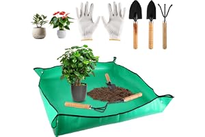 Planteringsmatta 100x100cm, vattentät vikbar trädgårdsmatta med trädgårdsverktyg