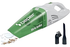 BEPER 50.401 Scraper odkurzacz, 75 W, ABS, możliwość ponownego ładowania, zbiornik 0,4 l, siła ssania 2 kPa, filtr HEPA, w zestawie akcesoria, lekki i poręczny, metal, biały/zielony, 75 W