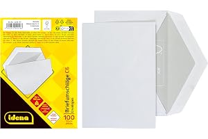Idena 10218 – kuvert C6, 75 g/m², våtlevande, utan fönster, vit, 100 stycken