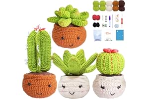 ODIWEN Kit Uncinetto per Principianti, Kit materiale per uncinetto, Kit per all'uncinetto per principianti con Tutorial Video, Kit per all'uncinetto completo, Set all'uncinetto per cactus