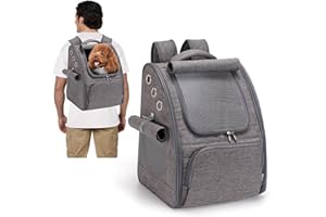 PETCUTE Transportin Gato Mochila Perro Pequeños Bolsa para Transportar Gatos Transpirable Viaje Mochila para Llevar Perros Gato Gris