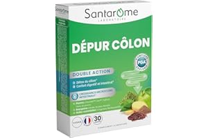 Santarome Bio - Dépur Côlon | Complément Alimentaire Confort Intestinal et Digestif | Détox du Côlon & Purification - A base de plantes - Chlorelle, Carvi | 30 comprimés | Végan|Made In France
