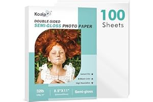 KOALA PAPER Koala Thin Double Sided Semi-Gloss Photo Paper 8.5X11 Inches 100 Sheets 32LB Compatible with Inkjet and Laser Printer for Menu Brochure Flyer Printing
