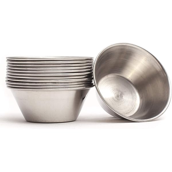 DJZZ 50-Pack Stainless Steel Sauce Cups - 2.5oz Ramekins For Restaurants & Parties